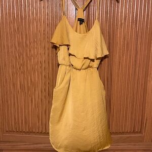 Preloved size Med. City Triangles yellow gold dress with triple spaghetti straps